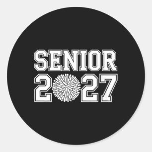 Womens Senior Cheerleader Cheer Class of 2027 Classic Round Sticker
