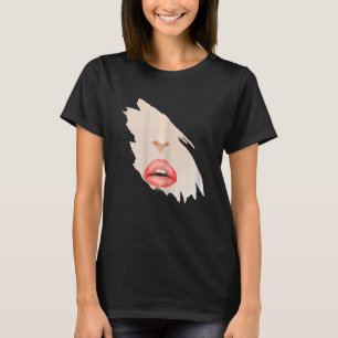 Womens Sensual Girl Red Lips Kiss Cute T-Shirt