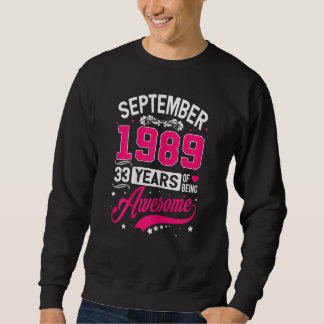 Womens September 1989 33 Birthday Apparel 33 Years Sweatshirt