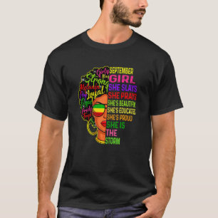 Womens September Girl She Slays & Prays Birthday G T-Shirt