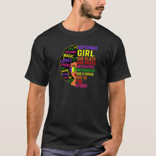 Womens September Girl She Slays & Prays  September T-Shirt