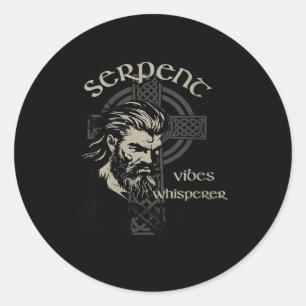 Womens Serpent Vibes Whisperer Nordic Mystic Beard Classic Round Sticker