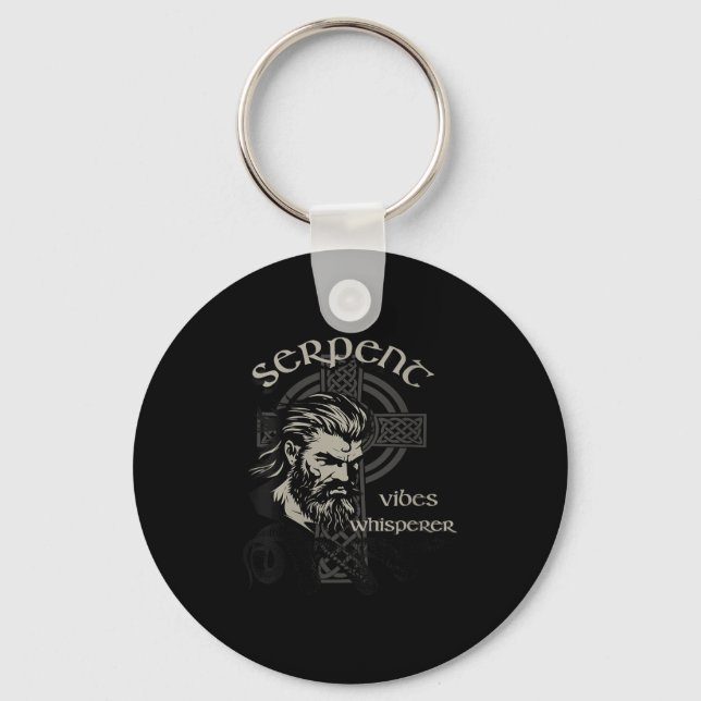 Womens Serpent Vibes Whisperer Nordic Mystic Beard Key Ring (Front)