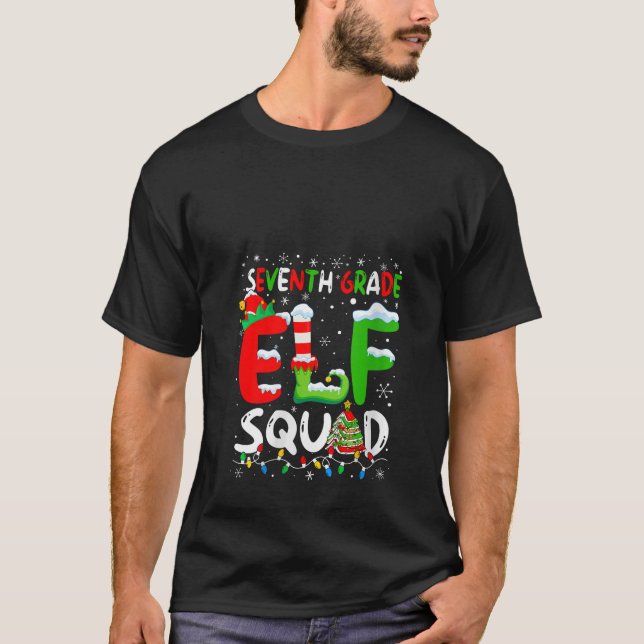Womens Seventh Grade ELF Squad Funny Christmas ELF T-Shirt (Front)