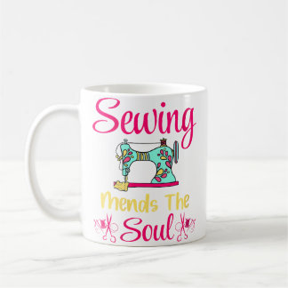 Womens Sewing Mends The Soul - Women Cute Sewing Q Coffee Mug