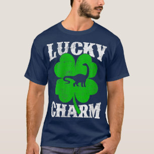 Womens Shamrock Lucky Charm Brontosaurus Dinosaur T-Shirt
