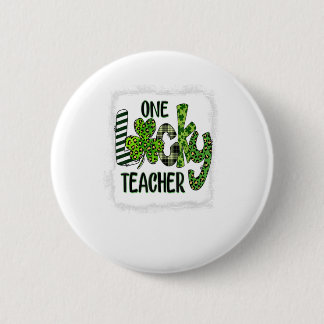 Womens Shamrock One Lucky Teacher St  Patrick 6 Cm Round Badge