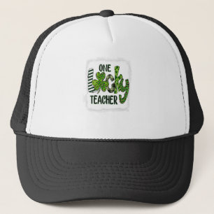 Womens Shamrock One Lucky Teacher St Patrick Trucker Hat