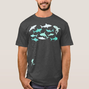 Womens Shark diver dive Open Water Diver VNeck T-Shirt