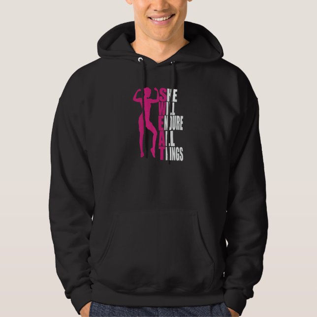 Womens She Will Endure All Things Fitness Gym Wome Hoodie (Front)