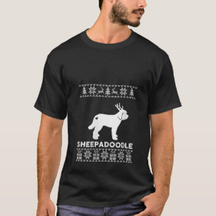 Womens Sheepadoodle Dog Lover Xmas Reindeer Ugly C T-Shirt