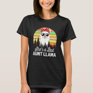 Womens She's A Bad Aunt Llama  Mama Vintage Sunset T-Shirt