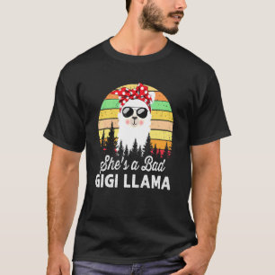 Womens She's A Bad Gigi Llama Mama Vintage Sunset T-Shirt
