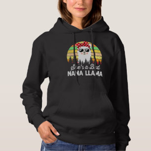 Womens She's A Bad Nana Llama  Mama Vintage Sunset Hoodie
