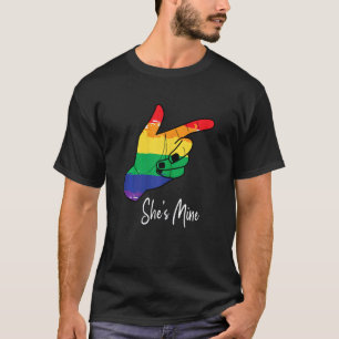 Womens She's Mine Lgbtq Lesbians Pride Month Sup T-Shirt