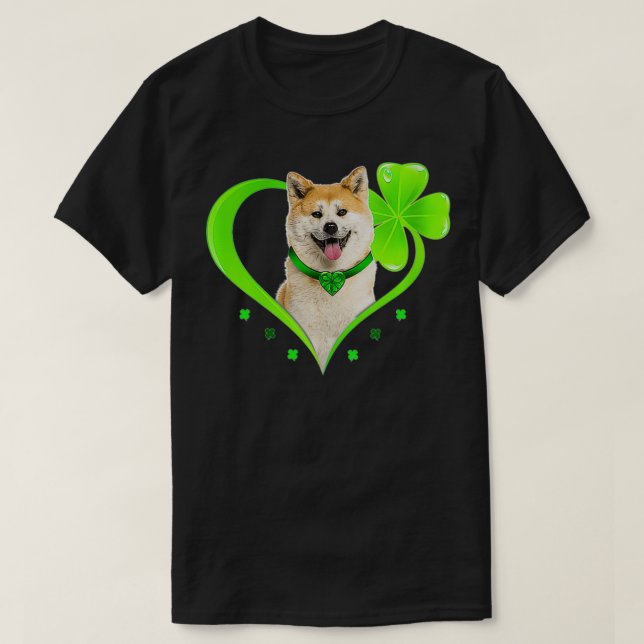 Womens Shiba Inu In Shamrock Heart St Patricks Day T-Shirt (Design Front)