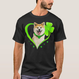 Womens Shiba Inu In Shamrock Heart St Patricks Day T-Shirt