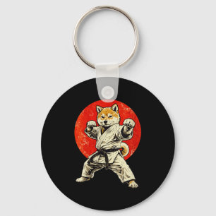 Women's shiba inu karate master funny martial arts key ring