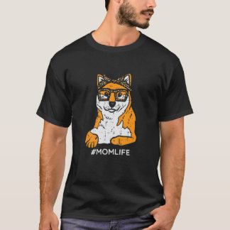 Womens Shiba Inu Leopard Bandanna Mum Life Mothers T-Shirt