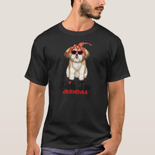Womens Shih Tzu Mum With Bandanna And Sunglasses S T-Shirt (Front)