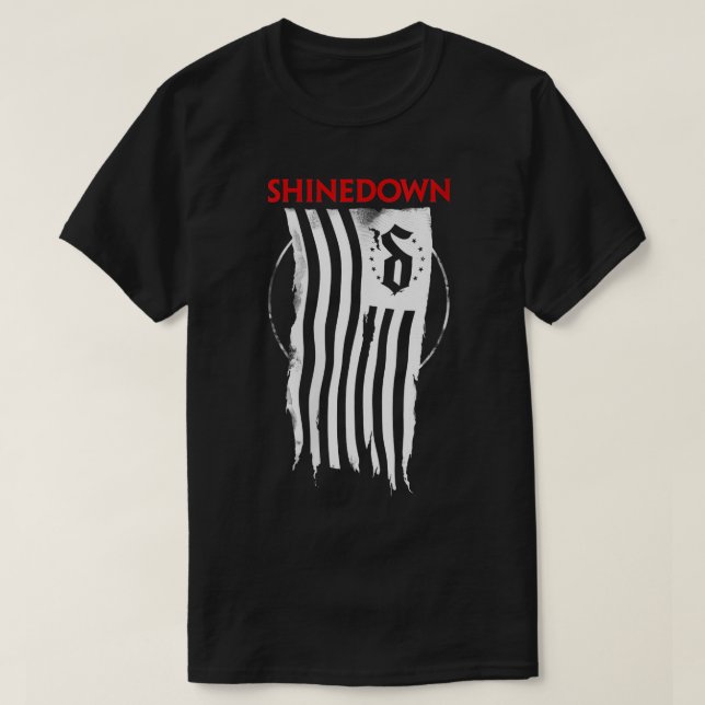 Womens Shinedown Shredded Flag V-Neck T-Shirt (Design Front)