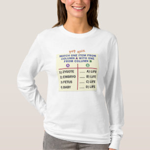 Women's shirts with a quiz.