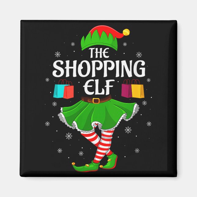 Womens Shopng Elf Christmas Family Girls Women Elf Magnet (Front)