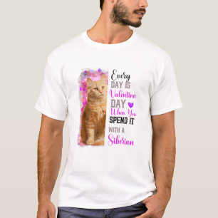 Womens Siberian Cat Mom Valentines Day Cat Mama Mo T-Shirt