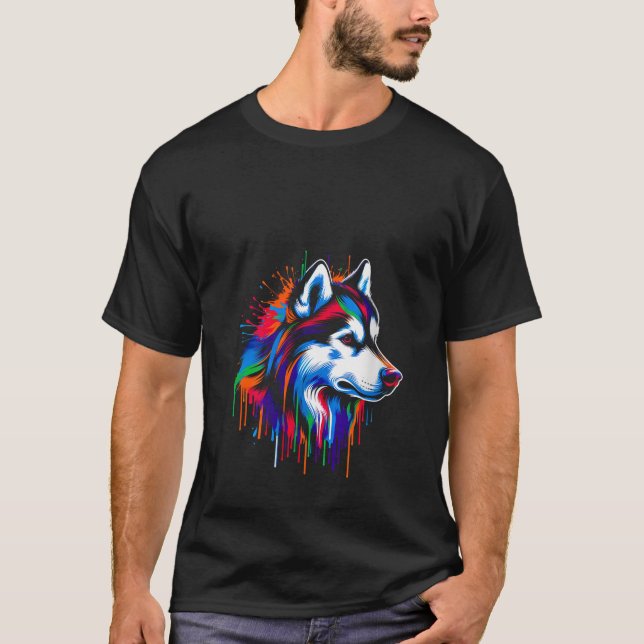 Womens Siberian Husky Dog Minimalist and Vibrant S T-Shirt (Front)