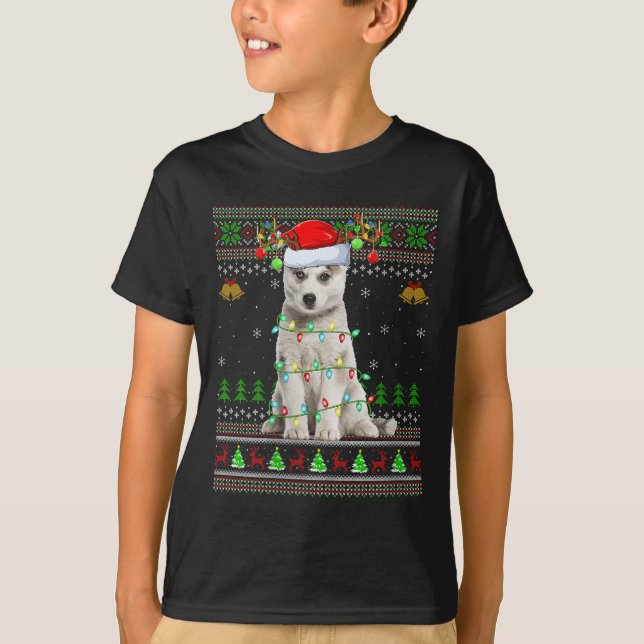 Womens Siberian Husky Dog Ugly Christmas Sweater H (Front)
