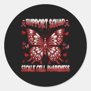 Womens Sickle Anaemia Cell Support Squad Butterfly Classic Round Sticker