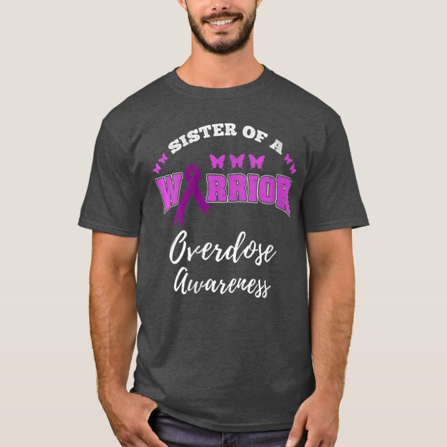 Womens Sister Of A Warrior Overdose Awareness VNec T-Shirt (Front)