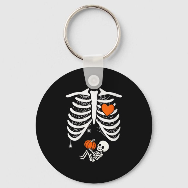 Womens Skeleton Baby Pregnant Xray Rib Cage For Fa Key Ring (Front)