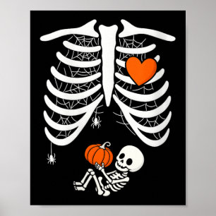 Womens Skeleton Baby Pregnant Xray Rib Cage For Fa Poster
