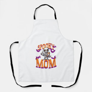 Womens Skeleton Cat and coffee spooky mum for hall Apron