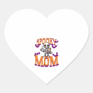 Womens Skeleton Cat and coffee spooky mum for hall Heart Sticker