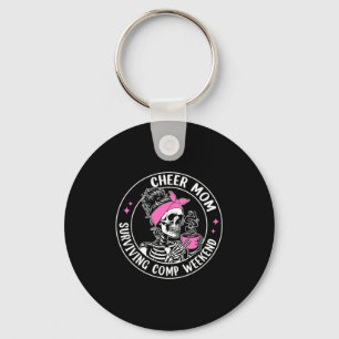 Women's skeleton coffee cheer mom surviving comp key ring