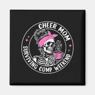 Women's skeleton coffee cheer mom surviving comp magnet