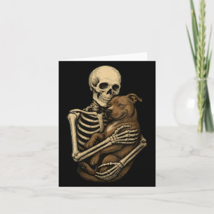 Womens Skeleton Hugging Pittie Dog Pit Bull Funny Card