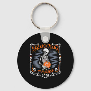 Womens Skeleton Mama In Progress 2026 Pregnant Hal Key Ring