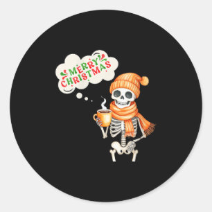 Womens Skeleton Speak Merry Christmas Waer F And H Classic Round Sticker