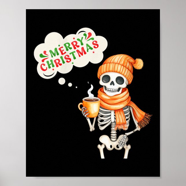 Womens Skeleton Speak Merry Christmas Waer F And H Poster (Front)