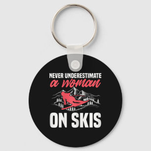 Womens Ski Funny Skiing Never Underestimate A Woma Key Ring