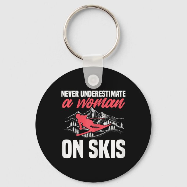 Womens Ski Funny Skiing Never Underestimate A Woma Key Ring (Front)