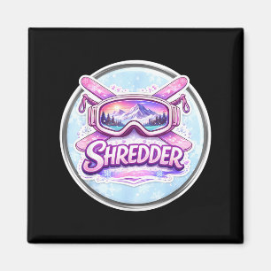 Womens ski shredder girl skier shredding gnar magnet