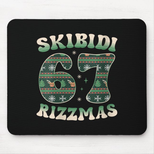 Womens Skibidi Rizzmas 67 Six Seven Meme Ugly Chri Mouse Pad (Front)