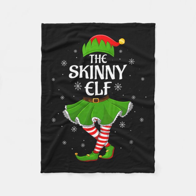 Womens Skinny Elf Christmas Family Girls Women Elf Fleece Blanket (Front)