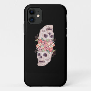 Womens Skull Floral Head Painting Art-Work Cool iPhone 11 Case