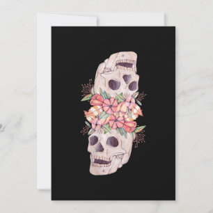 Womens Skull Floral Head Painting Art-Work Cool Holiday Card