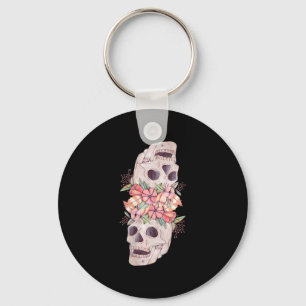 Womens Skull Floral Head Painting Art-Work Cool Key Ring